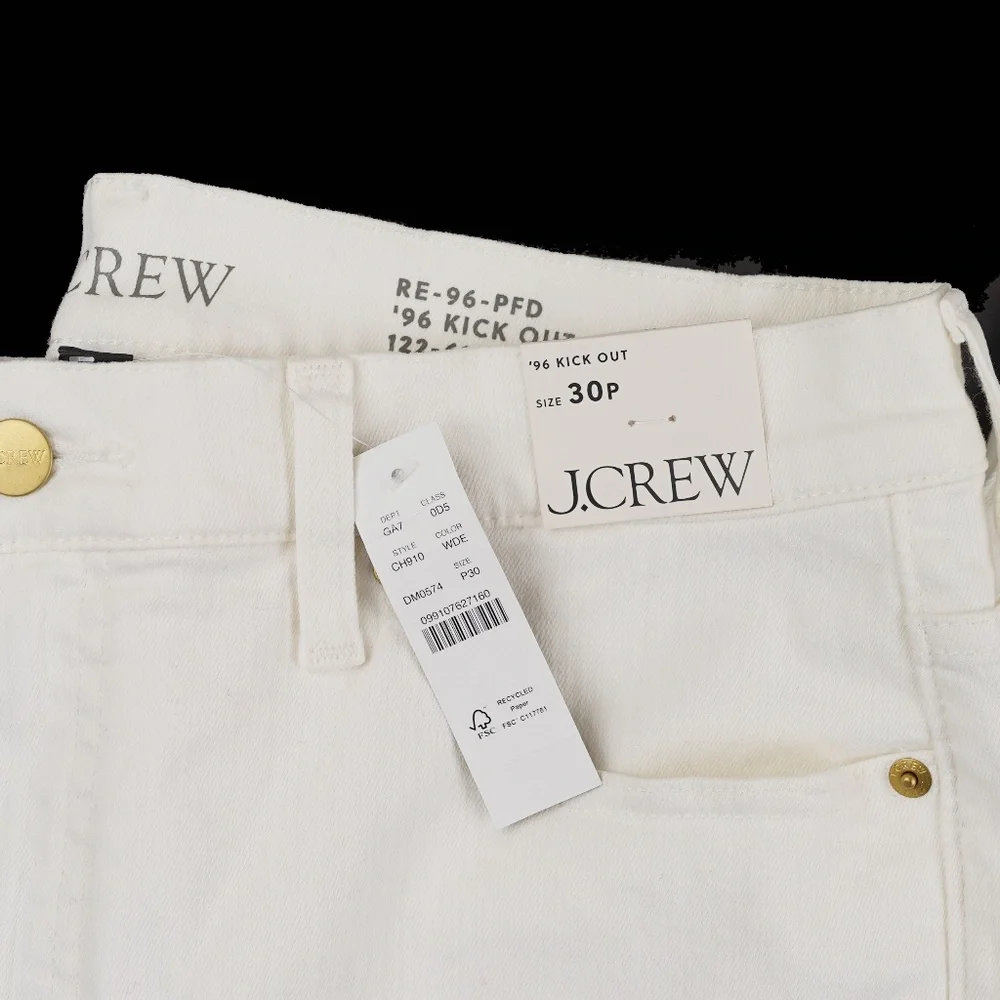 New JCREW Size 30 P 30P Petite High-Rise Kickout Jean in White $148 CH910